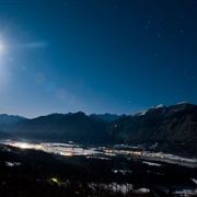 Bovec Panorama by night in winter time